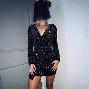 VELVET WRAP DRESS WITH RHINETONES - STRETCHY!!!